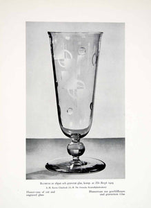 1931 Print Sweden Flower Vase Cut Engraved Glass Decorative Arts Crafts XDF9