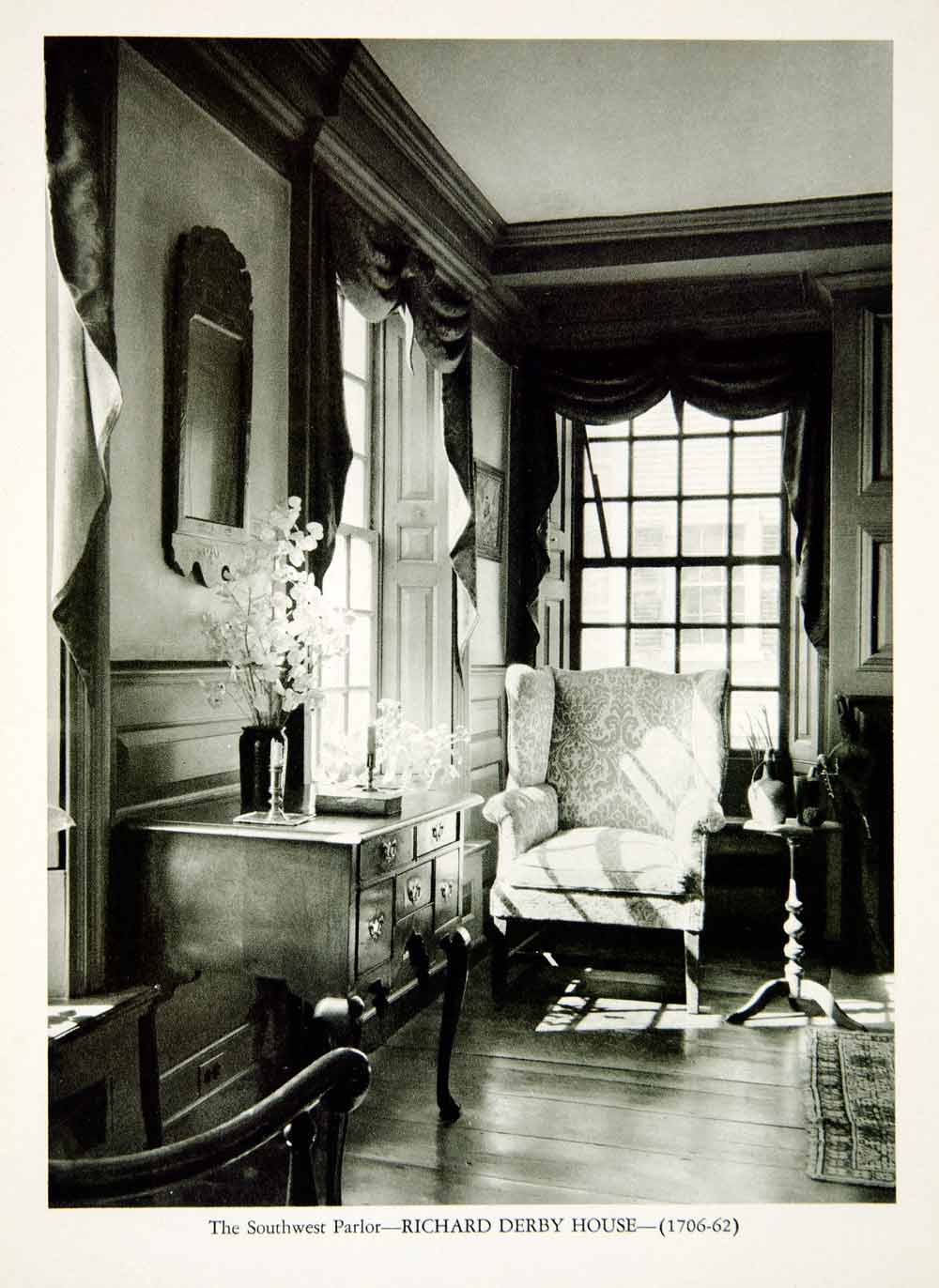 1950 Rotogravure Southwest Parlor Richard Derby House Salem Massachusetts XDG1