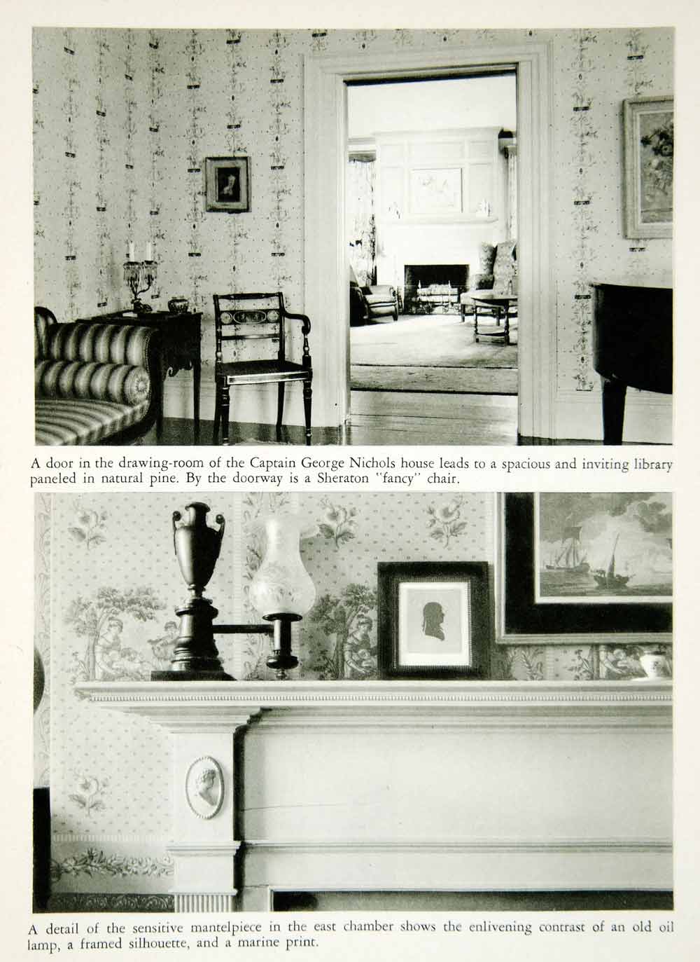 1950 Rotogravure Door Drawing Room Library Captain George Nichols XDG1