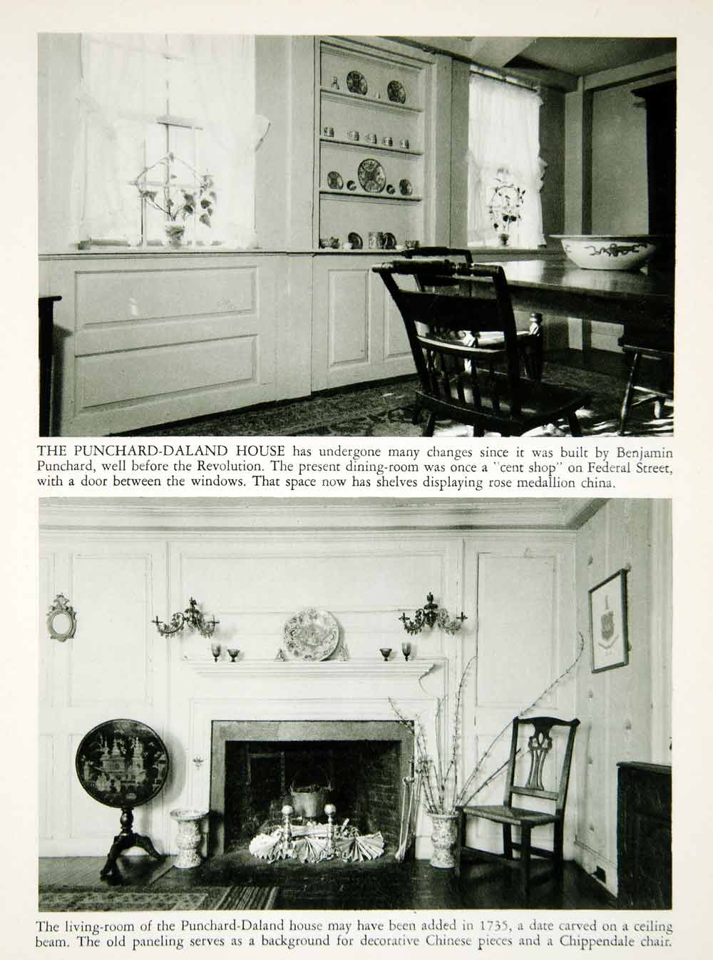 1950 Rotogravure Punchard-Daland House Furniture Salem Massachusetts XDG1