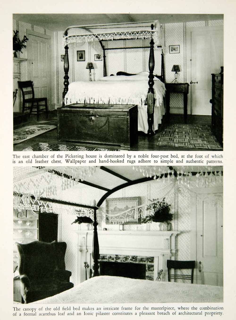 1950 Rotogravure Salem Massachusetts Pickering House Four-Post Bed XDG1