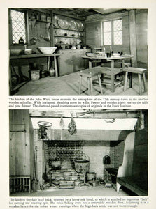 1950 Rotogravure John Ward House Kitchen Fireplace Salem Massachusetts XDG1
