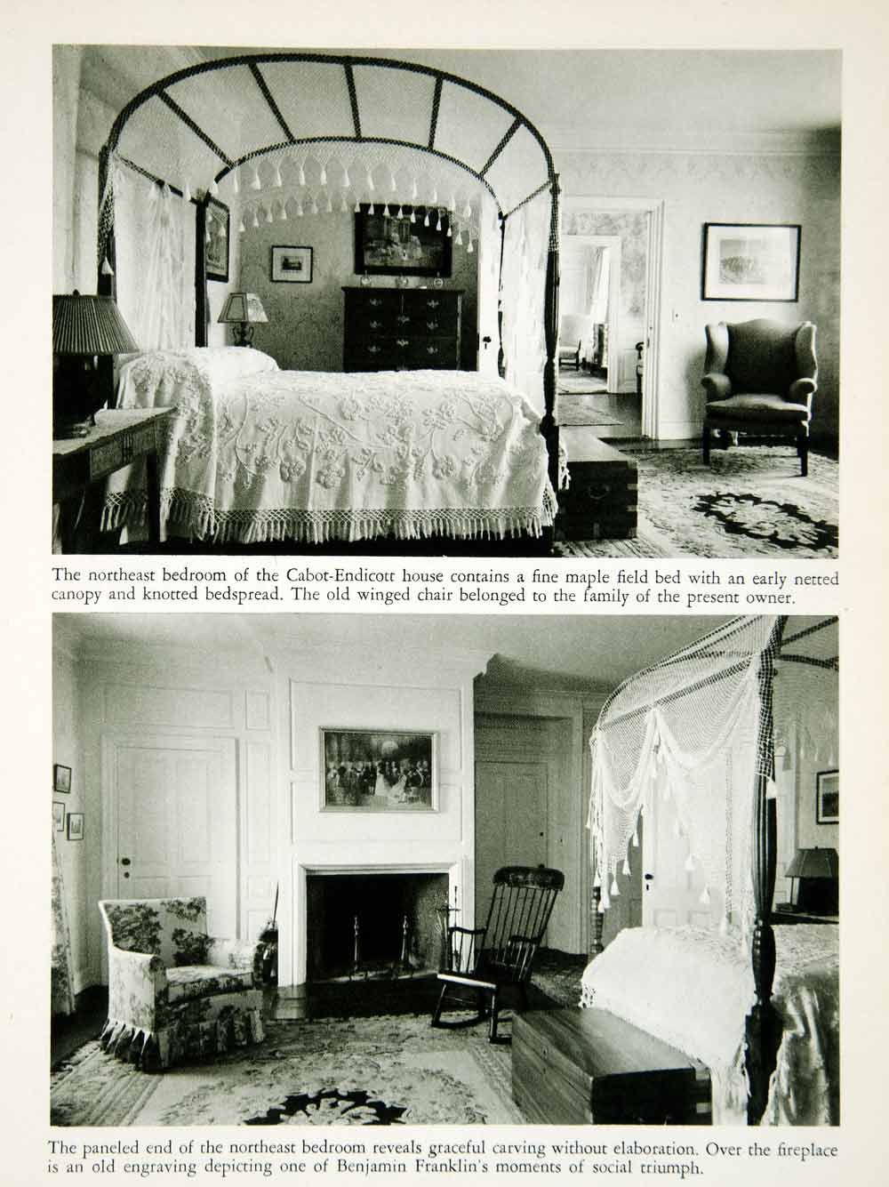 1950 Rotogravure Northeast Bedroom Cabot-Endicott House Salem Massachusetts XDG1