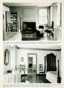 1950 Rotogravure Derby House Salem Massachusetts Bedroom Woodwork Bed Chair XDG1