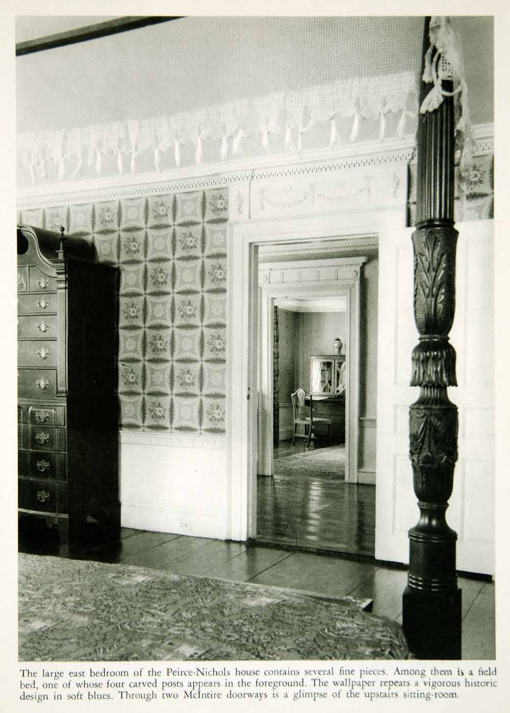 1950 Rotogravure East Bedroom Peirce-Nichols House Salem Massachusetts XDG1