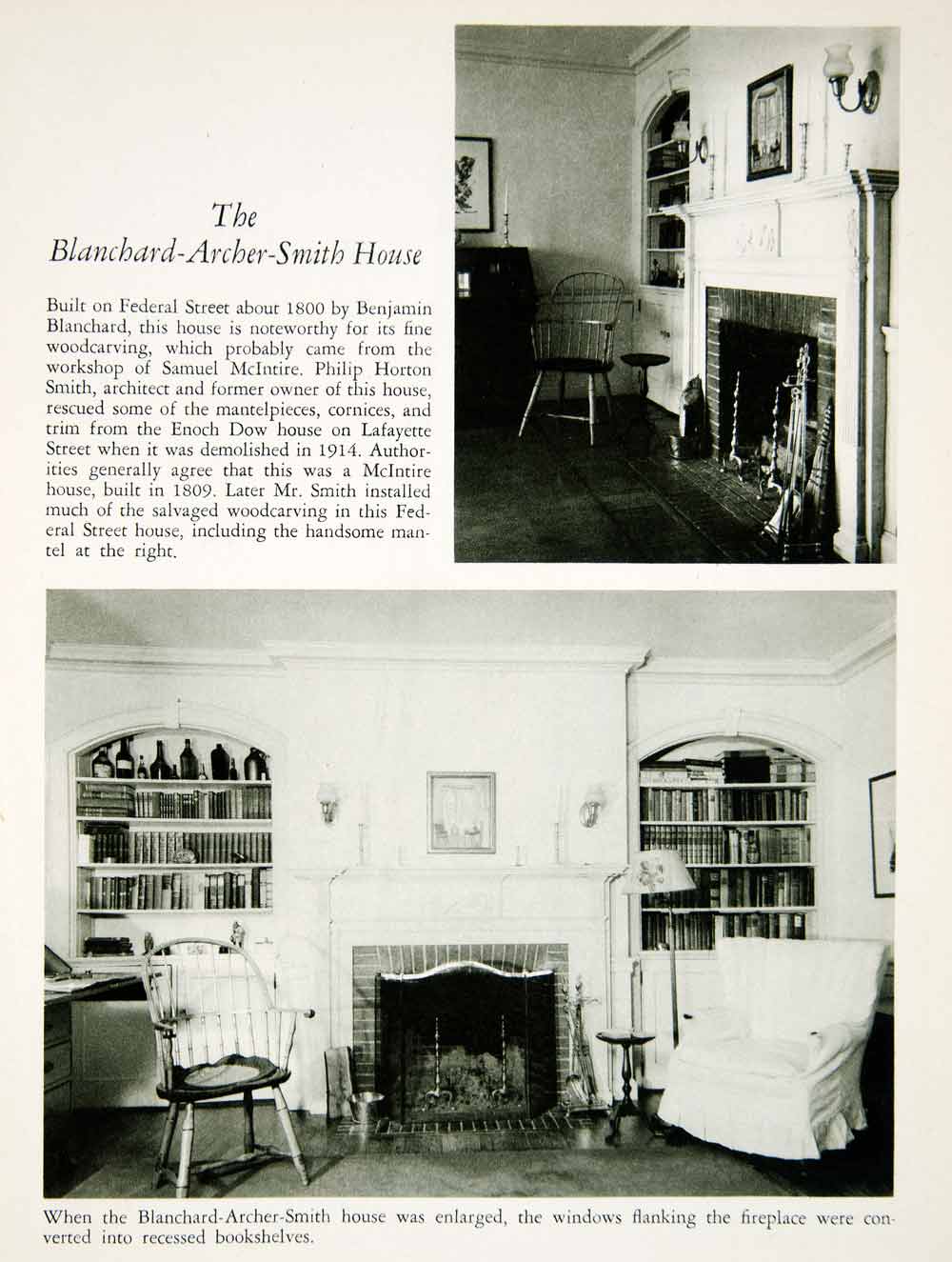 1950 Rotogravure Blanchard-Archer-Smith House Salem Massachusetts Furniture XDG1