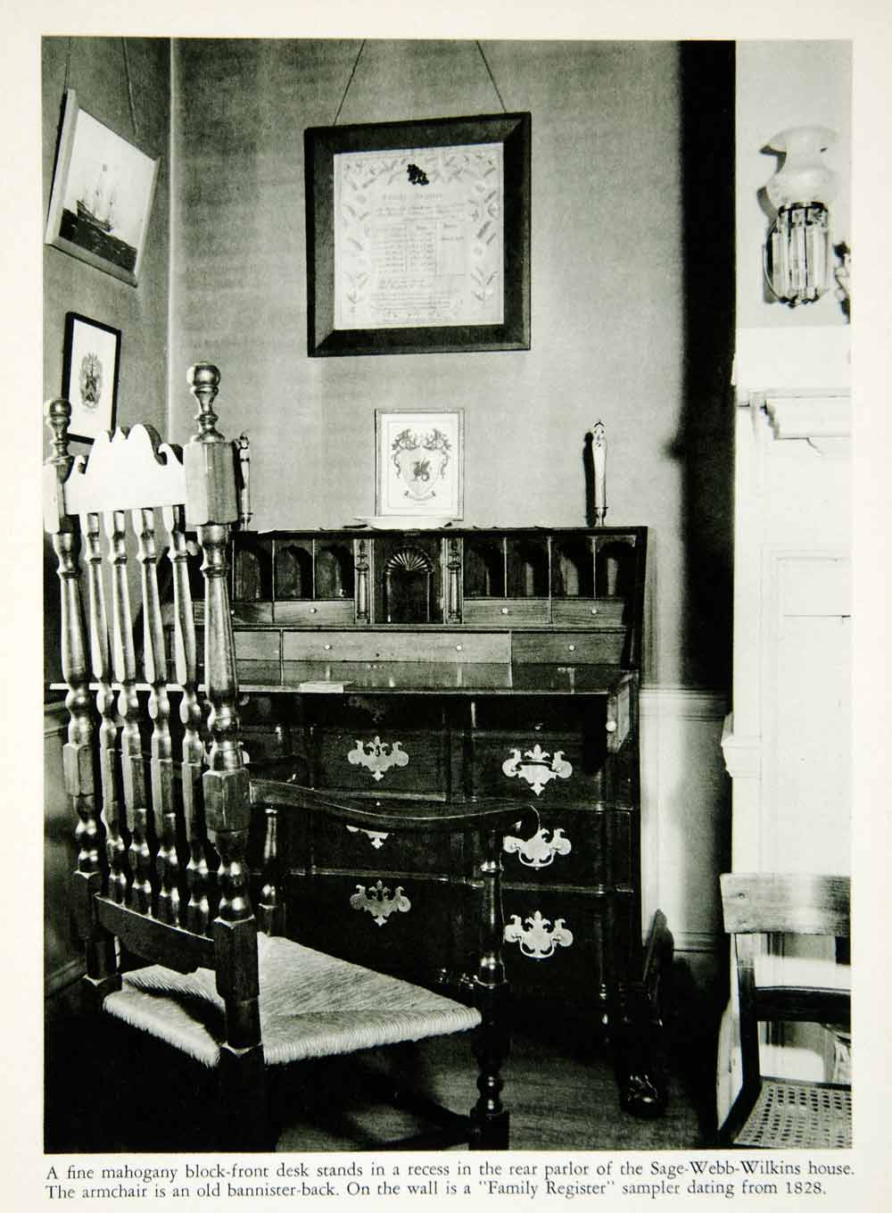1950 Rotogravure Furniture Salem Massachusetts Mahogany Block-Front Desk XDG1