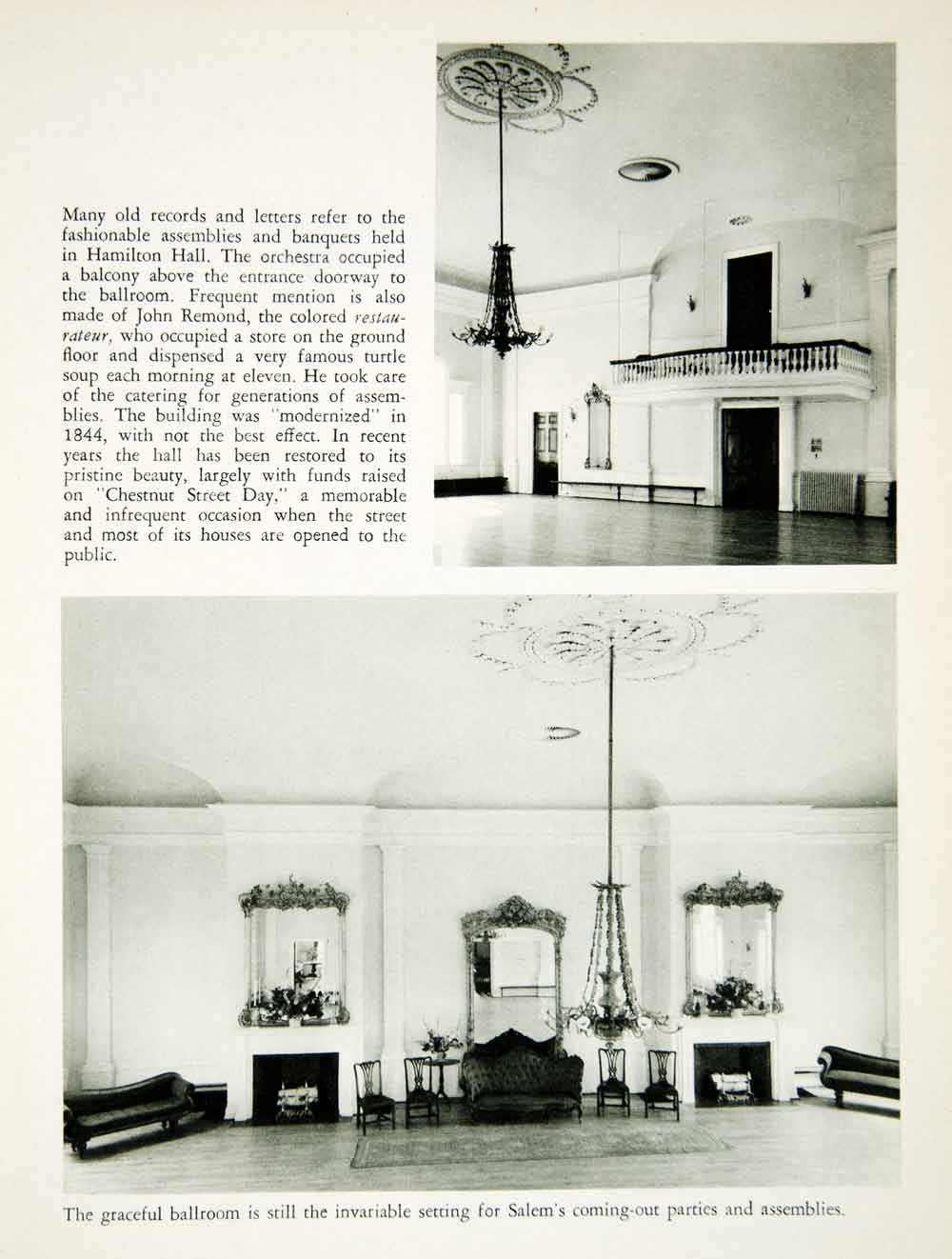 1950 Rotogravure Ballroom Salem Massachusetts Hamilton Hall Chandelier XDG1