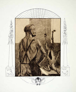 1969 Aquatone Print Alfred Kubin Art Nude Butcher Naked Slaughter Hanging XDG2