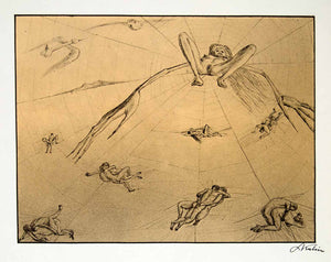 1969 Aquatone Print Alfred Kubin Art Naked Nude Spider XDG2