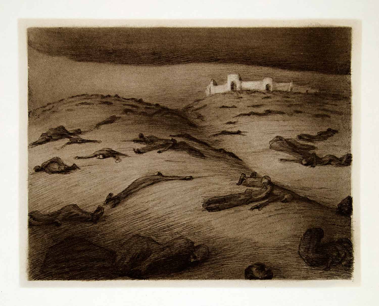 1969 Aquatone Print Alfred Kubin Art Plague Dead Bodies Valley Death XDG2