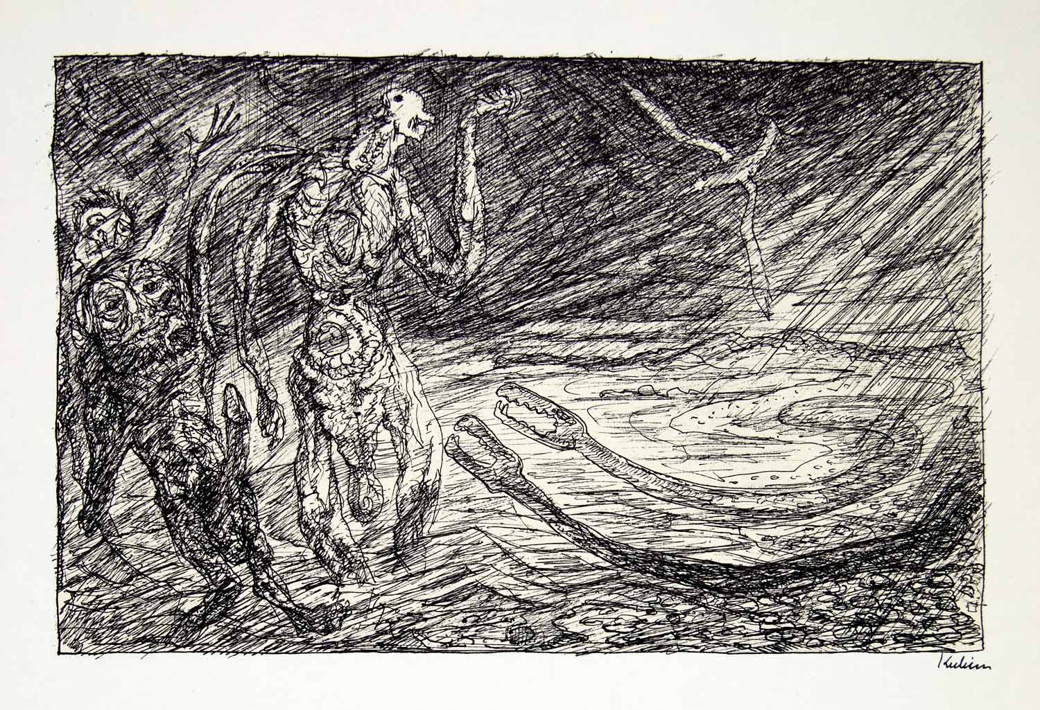 1969 Aquatone Print Alfred Kubin Modern Art Nude Mythical Monsters XDG2