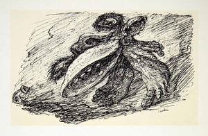 1969 Aquatone Print Alfred Kubin Abstract Modern Art Sketch Scandalmonger XDG2