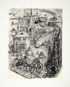 1969 Aquatone Print Alfred Kubin Surrealism Modern Art Northern Colony XDG2