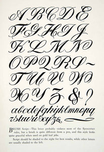 1928 Print Brush Script Typeface Graphic Alphabet Decorative Calligraphy XDG4