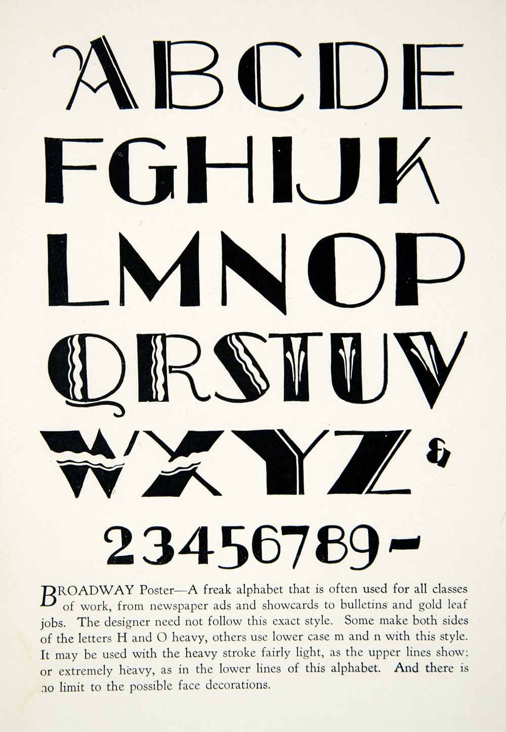 1928 Print Broadway Poster Typeface Decorative Graphic Design Letter Print XDG4
