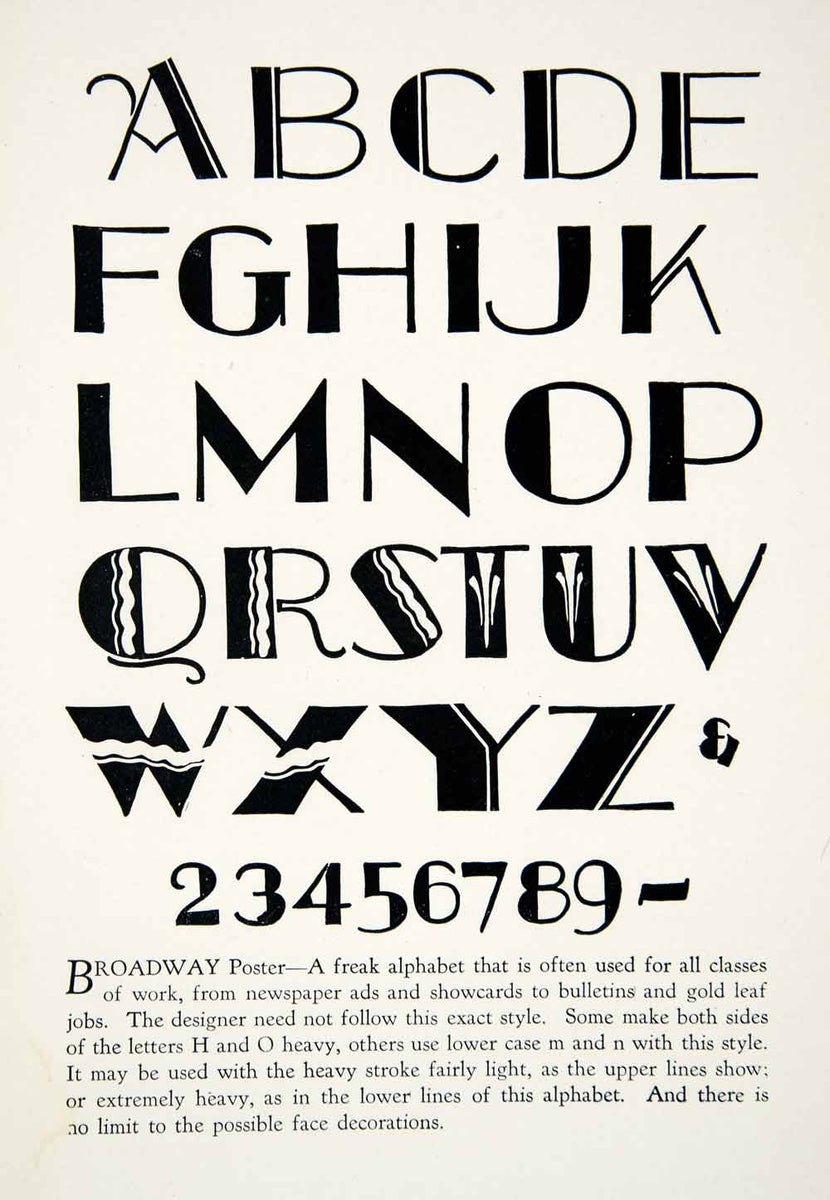 1928 Print Broadway Poster Typeface Decorative Graphic Design Letter P ...