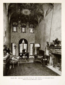 1926 Print Interior Room Decorated Plaster Home House Benjamin Wood XDG6