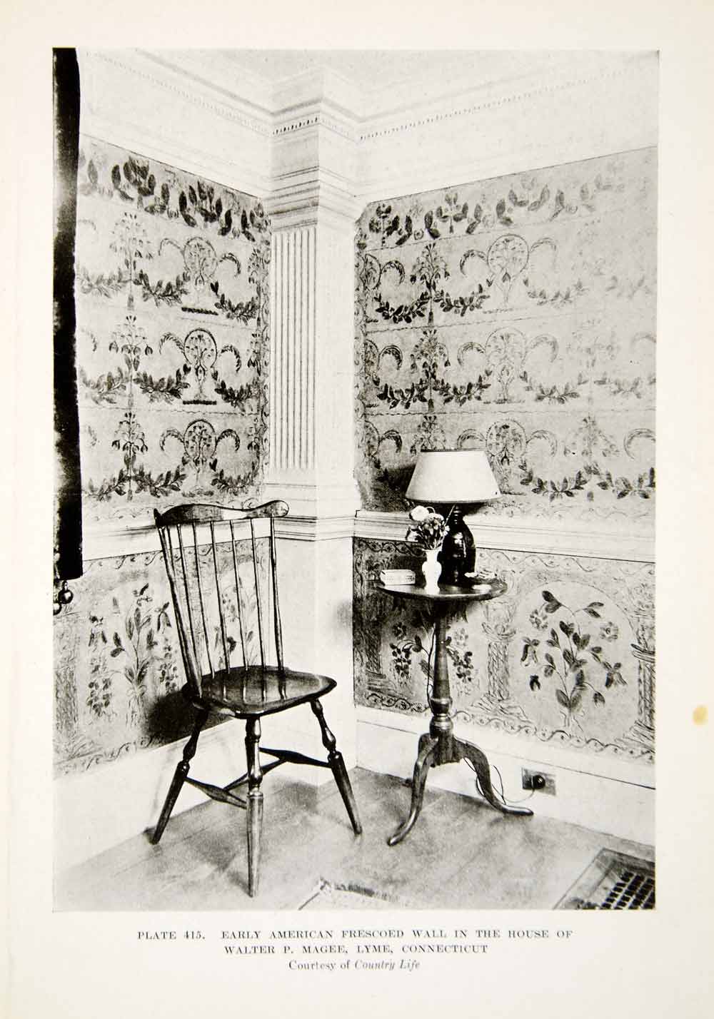 1926 Print American Fresco Wall Interior Design Decoration House Walter P XDG6