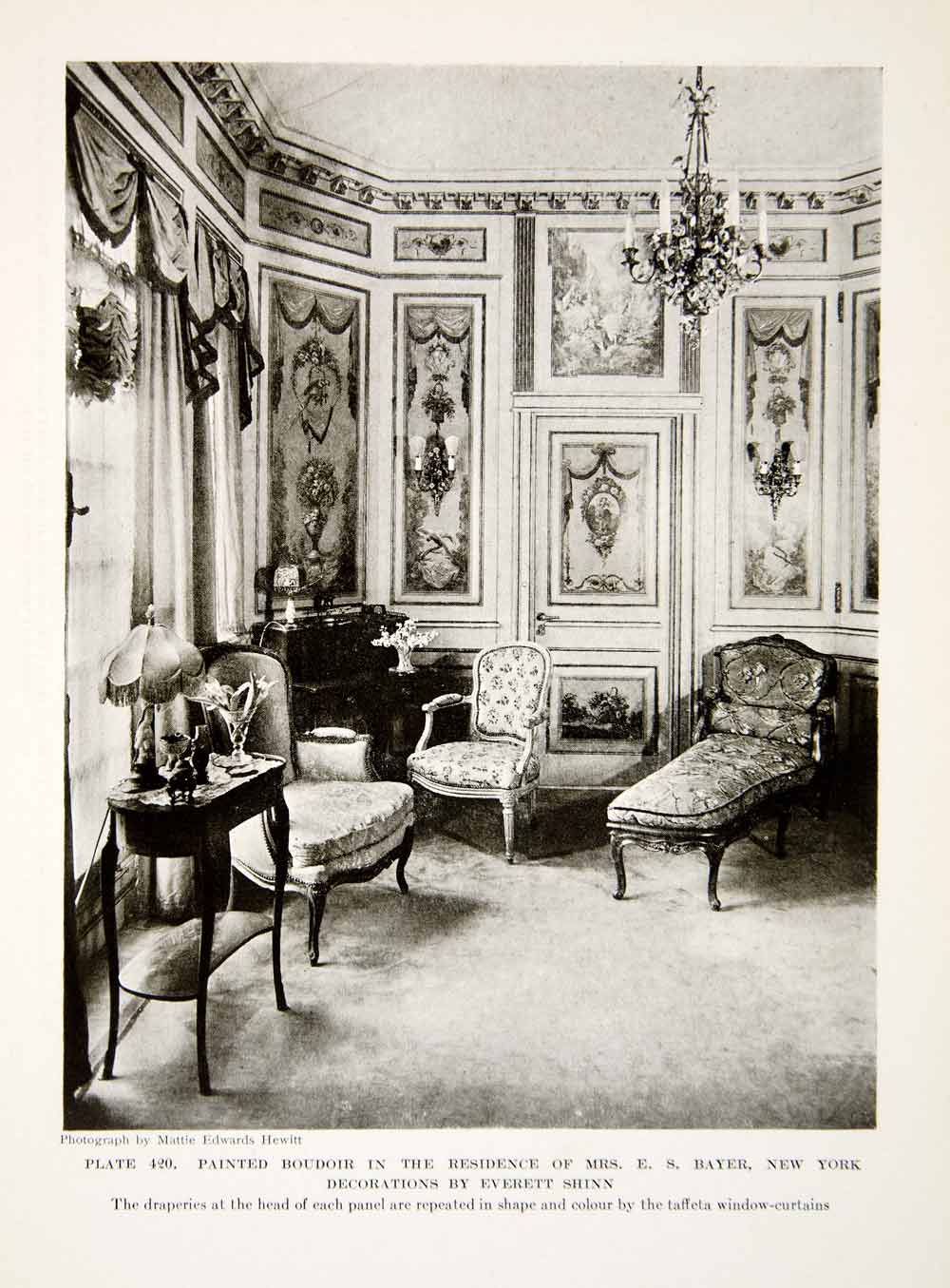 1926 Print Boudoir E S Bayer New York Home Interior Design Decoration XDG6