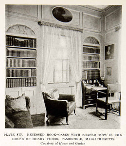 1926 Print Bookcases Interior Design Decoration Henry Tudor Cambridge XDG6