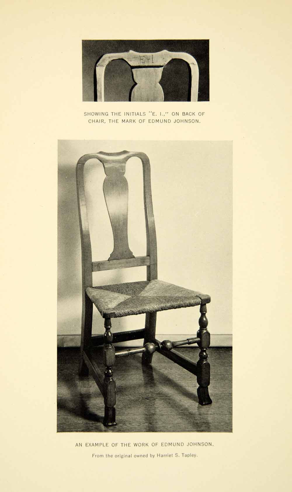 1934 Print Edmund Johnson Harriet Tapley Chair Furniture Historical XDG7