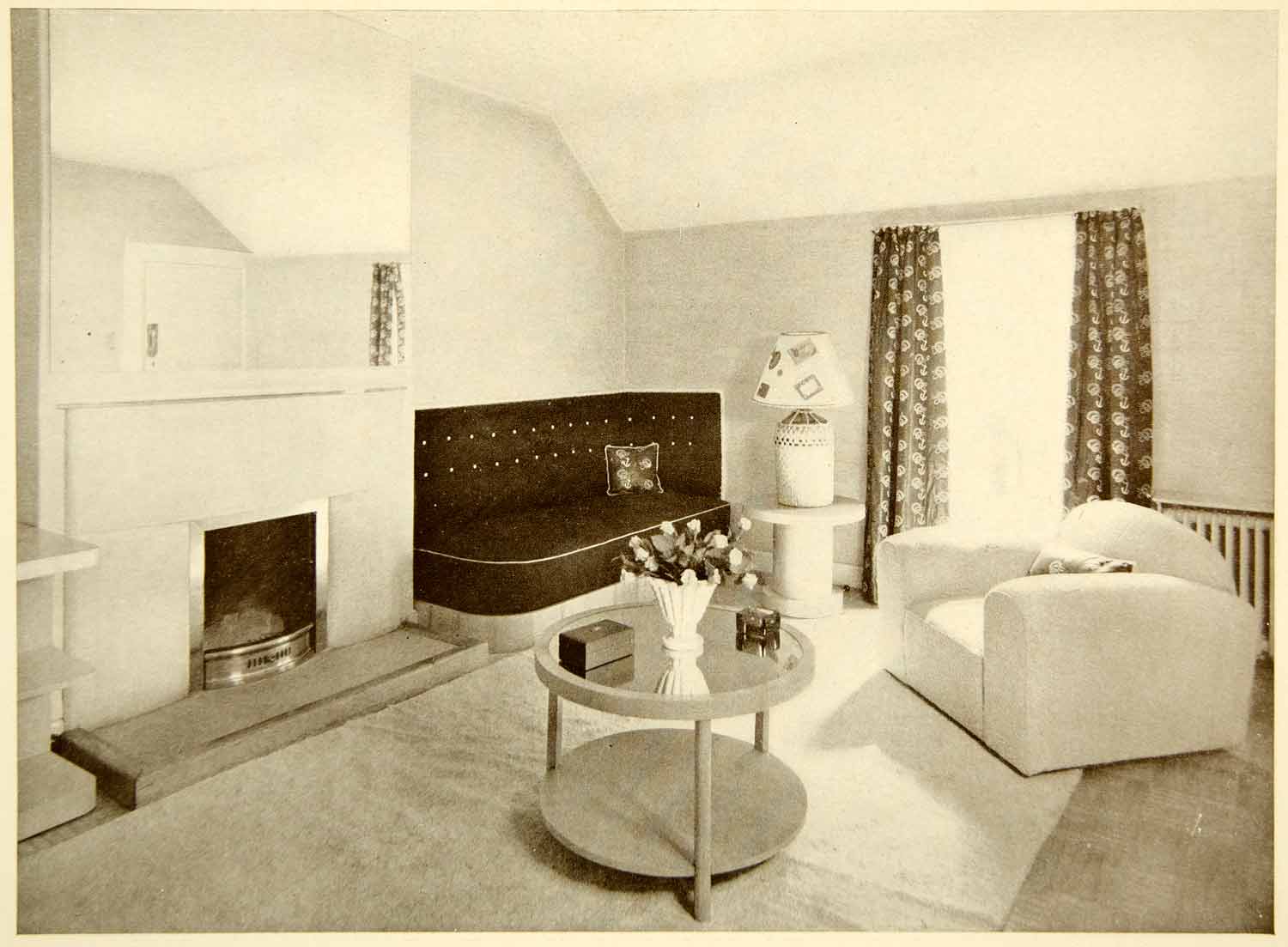 1938 Print Hartigan Limited London England Attic Living Room Interior XDG8