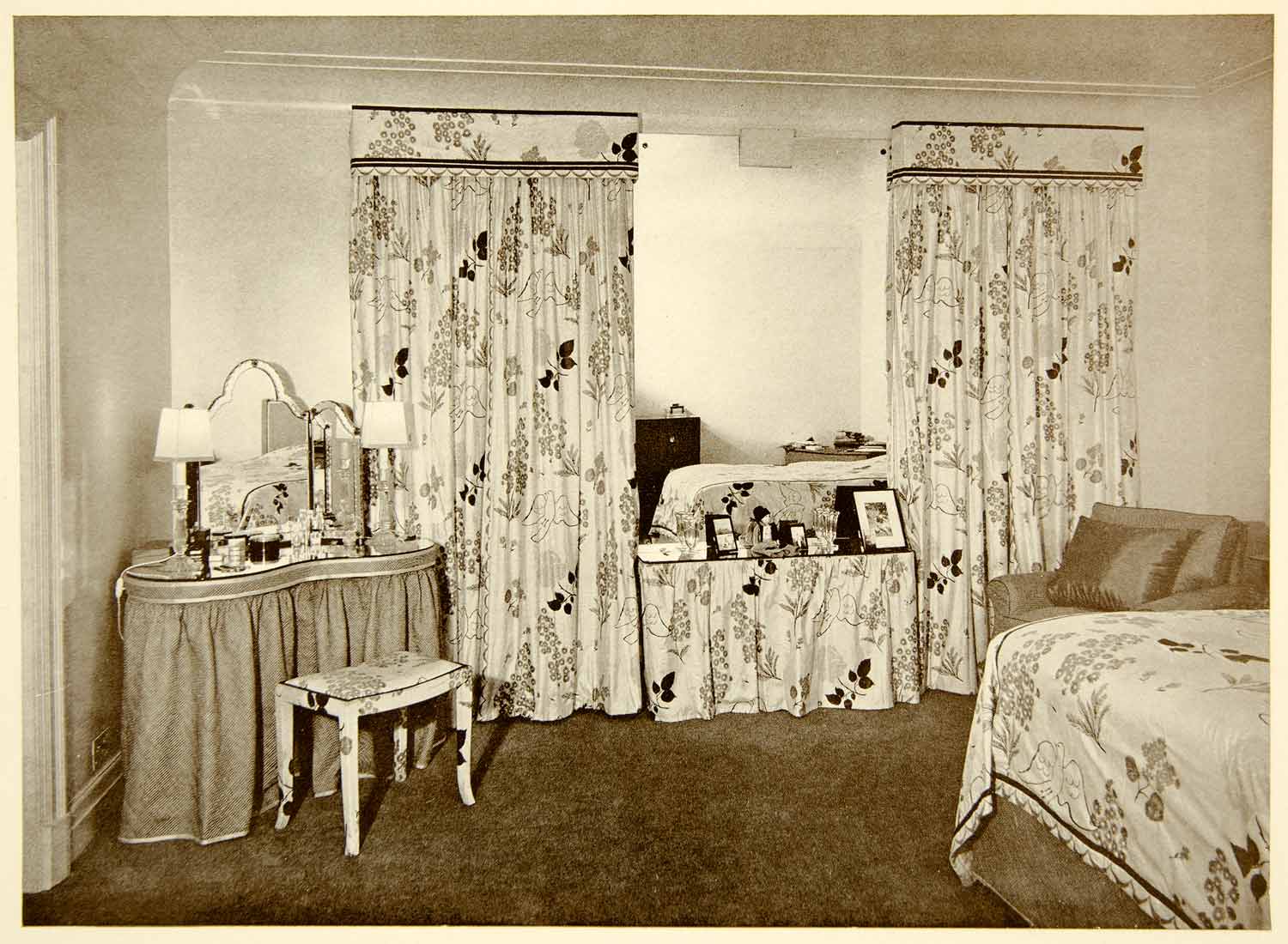 1938 Print Bedroom Derek Patmore Interior Decoration Herman Schryver Elden XDG8