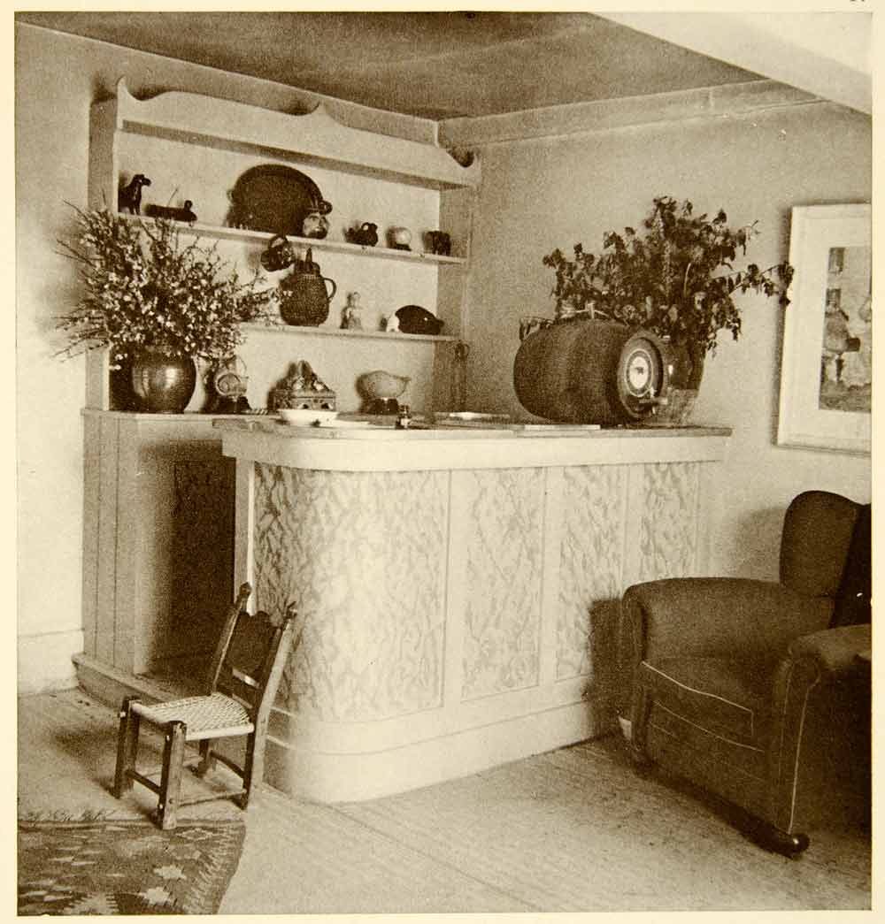 1938 Print A Costa Country House Living Room Interior Decoration Bar X, image size:1000x1045