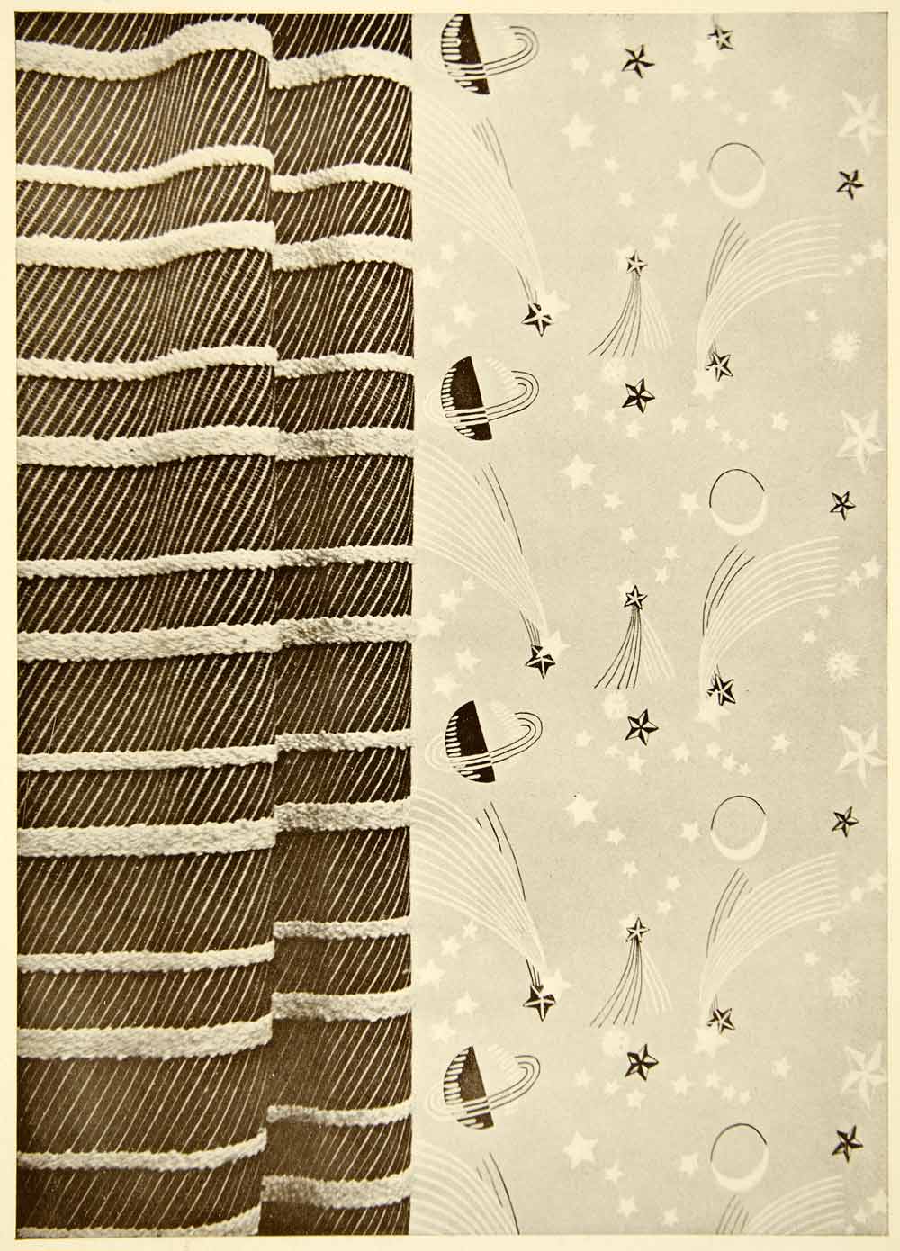 1938 Print Upholstery Marion Dorn Navy Harvel Constellation Fabric Design XDG8