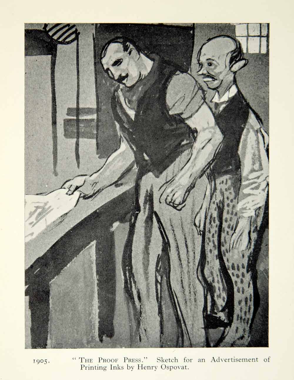 1927 Print Henry Ospovat Proof Press Printmaking Ink Graphic Design Studio XDH5