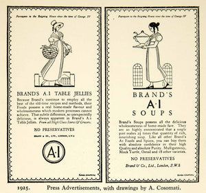 1927 Offset Lithograph Press Advertisements Brand's A-1 Soups Table Jellies XDH5