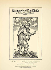 1927 Lithograph Monk-Calf Freiberg German Monster Creature Eduard Fuchs XDH7