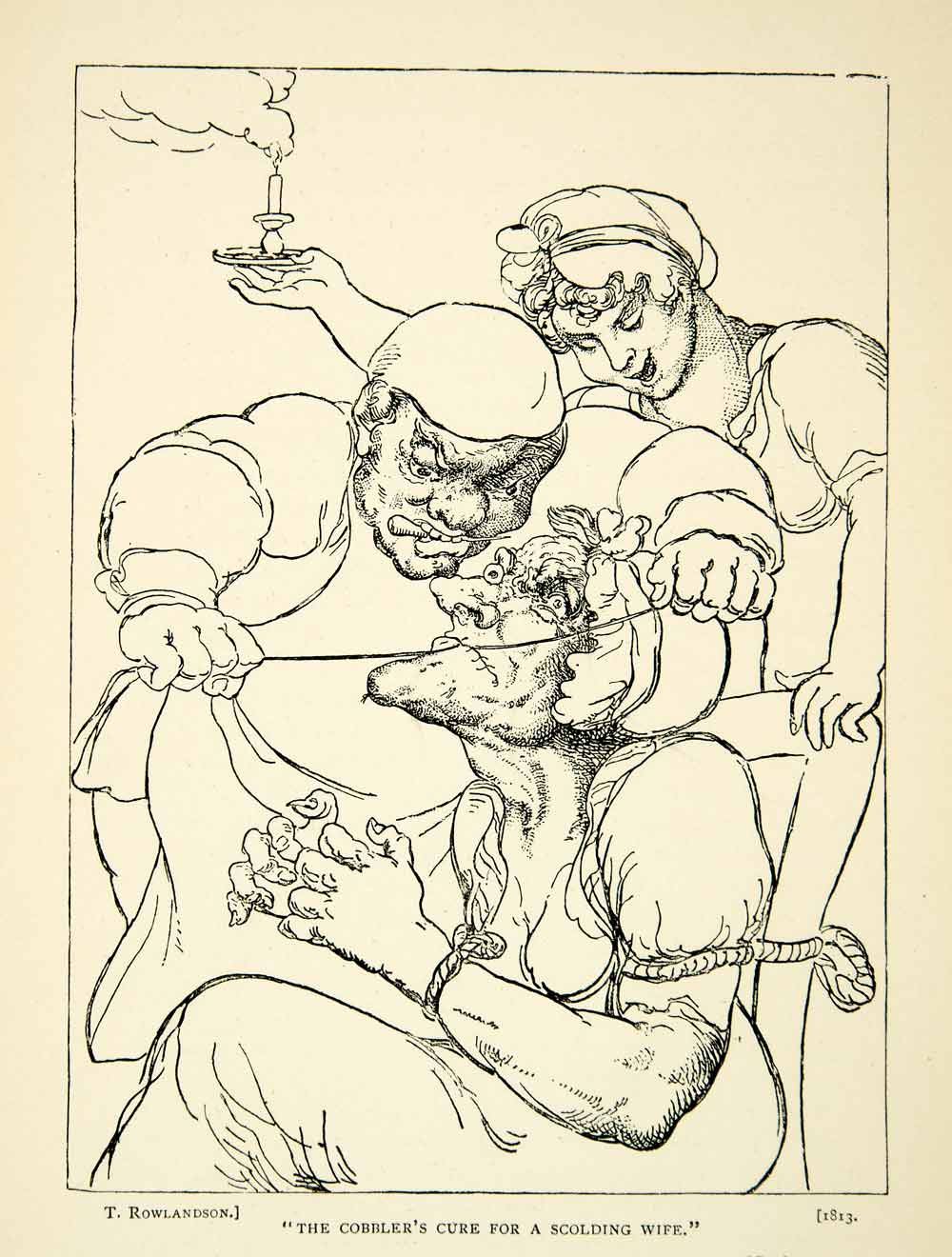 1893 Print Thomas Rowlandson Cartoon Art Cobblers Cure Scolding Wife XDH8
