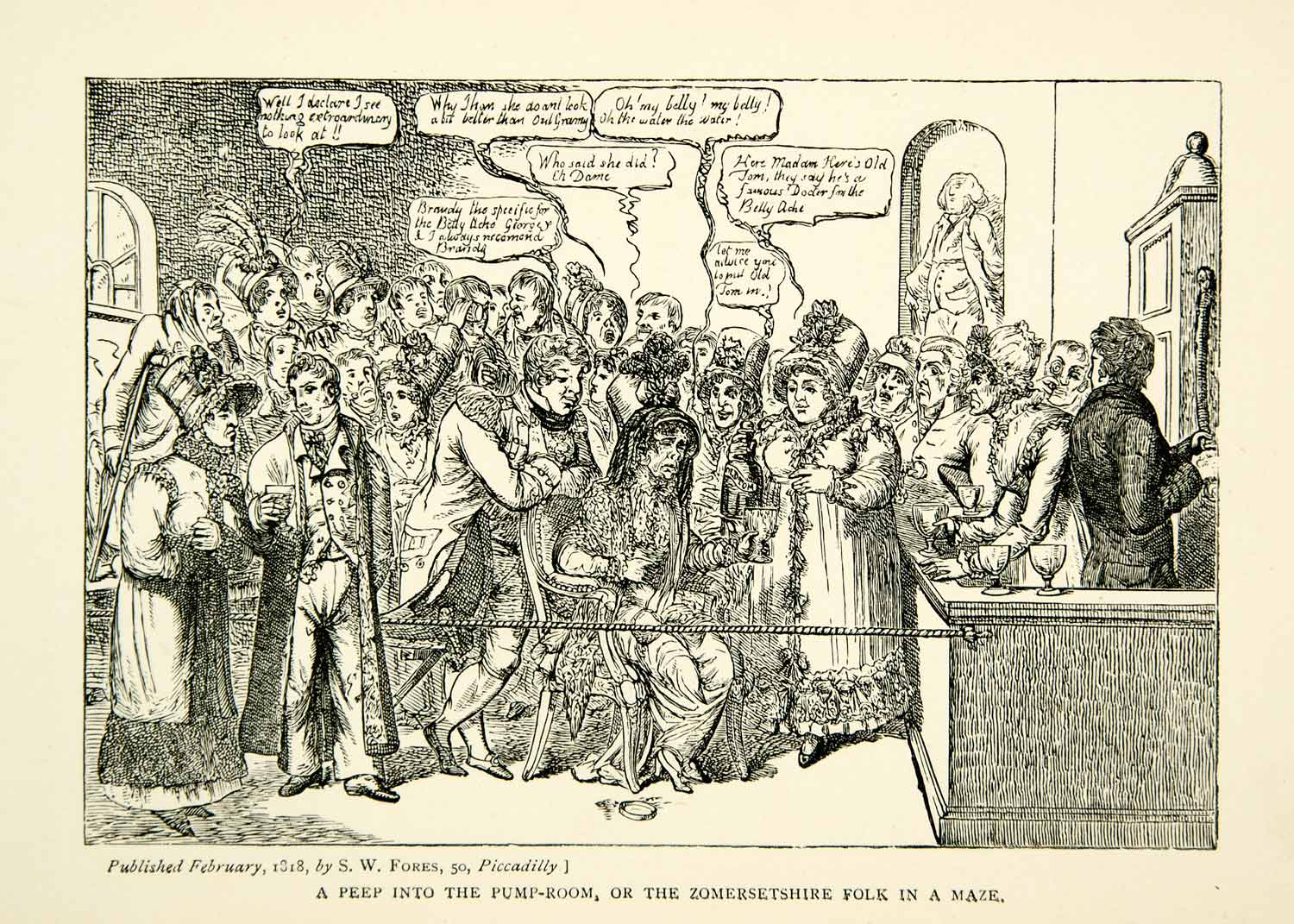 1893 Print Charles Williams Political Cartoon Art Pump Room Zomersetshire XDH8