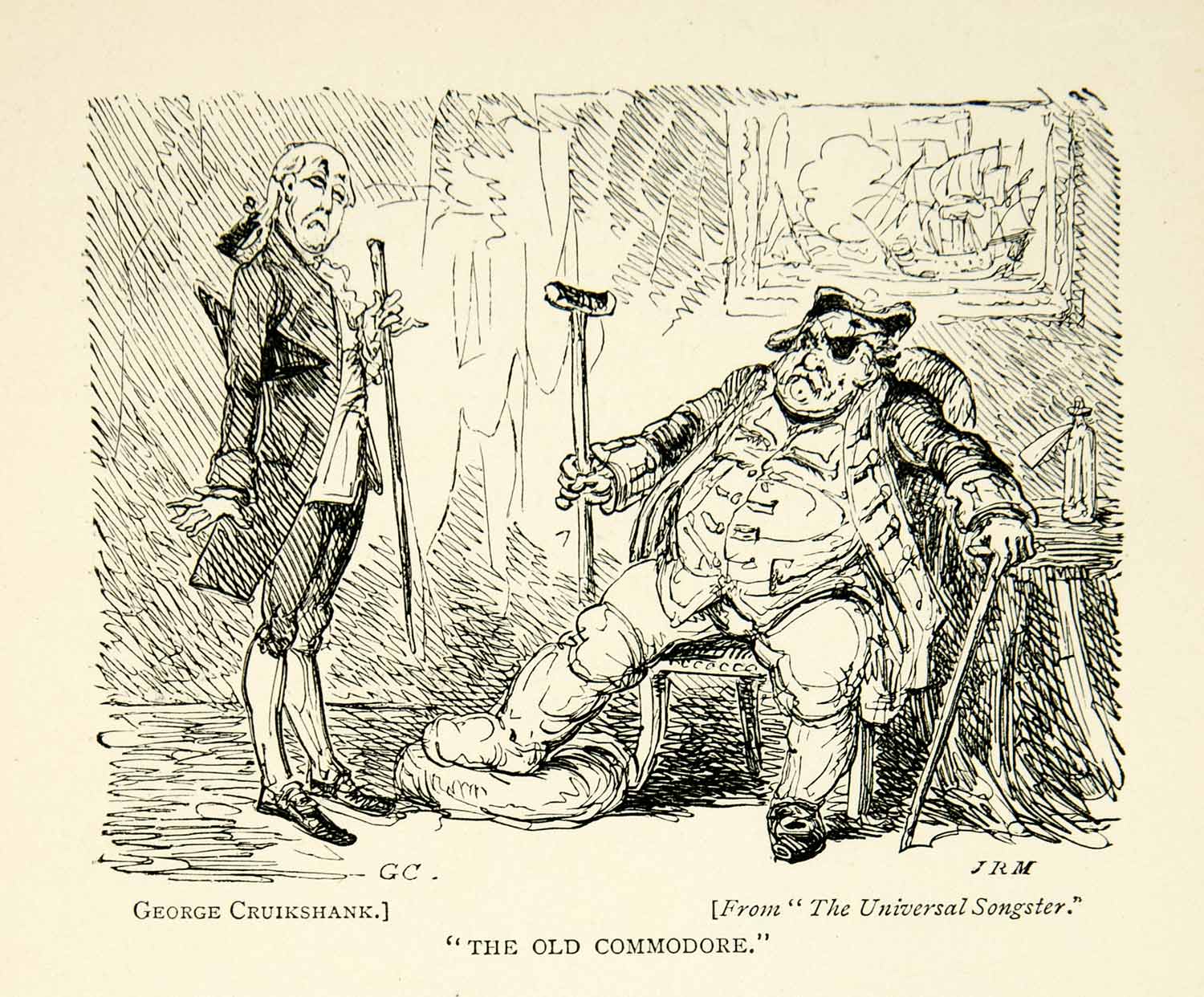 1893 Print George Cruikshank Caricature Art Old Commodore Cartoon Sailor XDH8