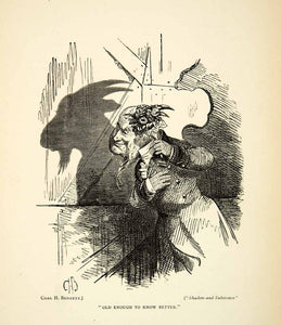 1893 Print Charles H Bennett Art Goat Shadow Substance Portrait Animal Old XDH8