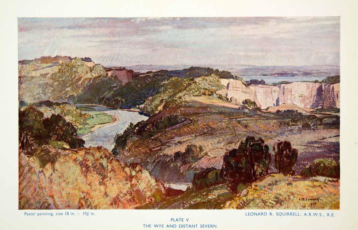 1939 Print Leonard Squirrek Wye Severn Hill Landscape Britain Forest Cliffs XDI2