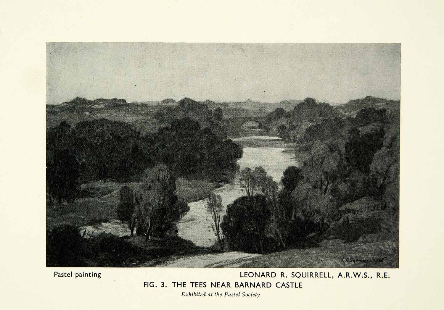 1939 Print Leonard Squirrel Tees Barnard Castle Landscape River View Nature XDI2