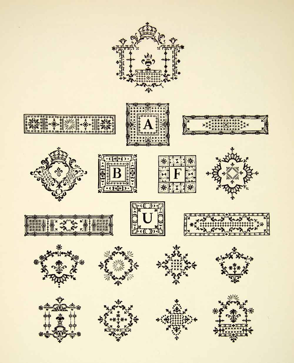 1952 Offset Lithograph Typographic Ornament Decorative Element Fleuron XDI5