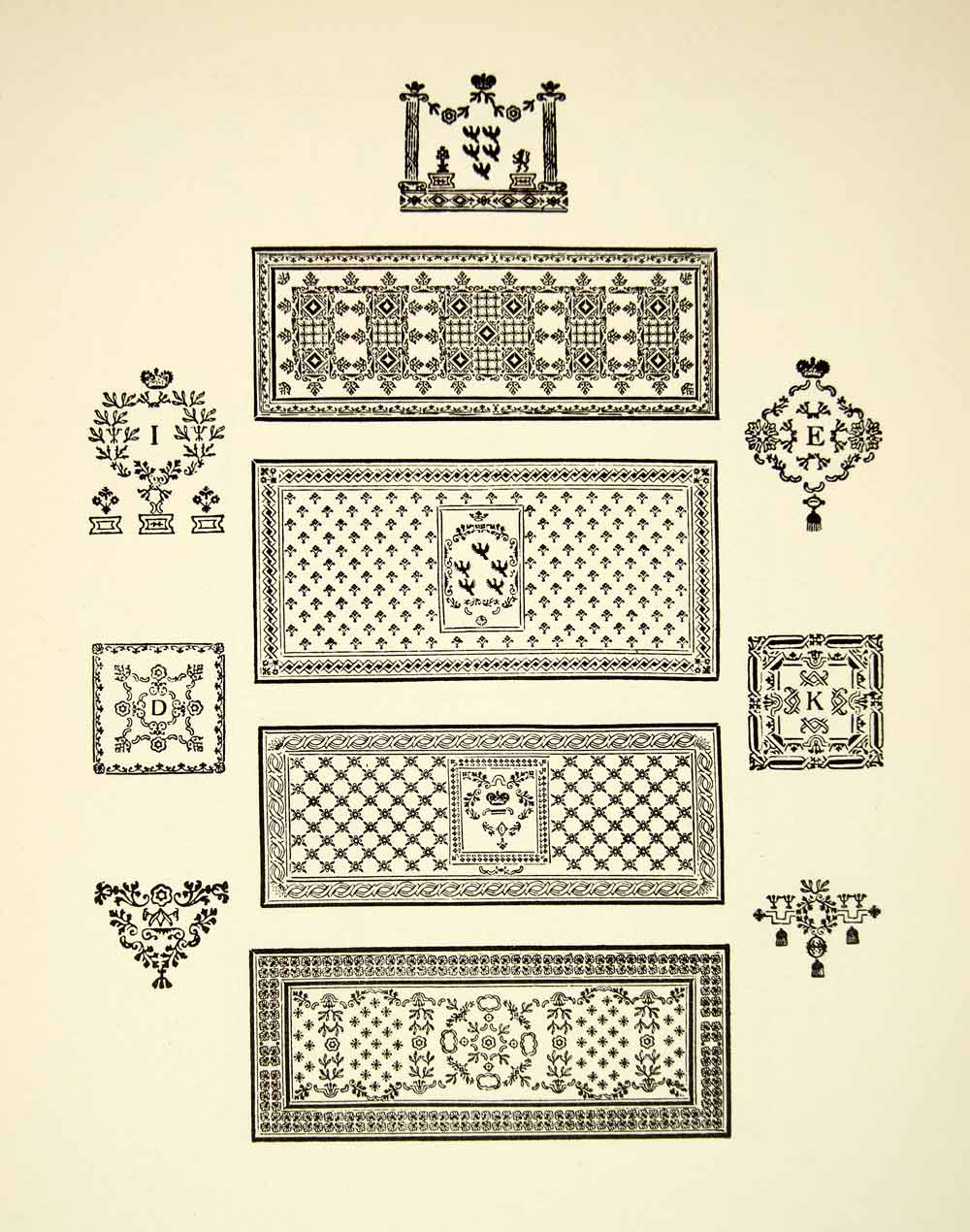 1952 Offset Lithograph Typographic Element Ornament Box Border Fleuron XDI5