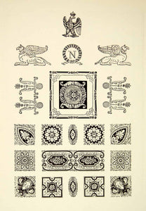 1952 Offset Lithograph Typographic Ornament Decorative Element Griffin XDI5