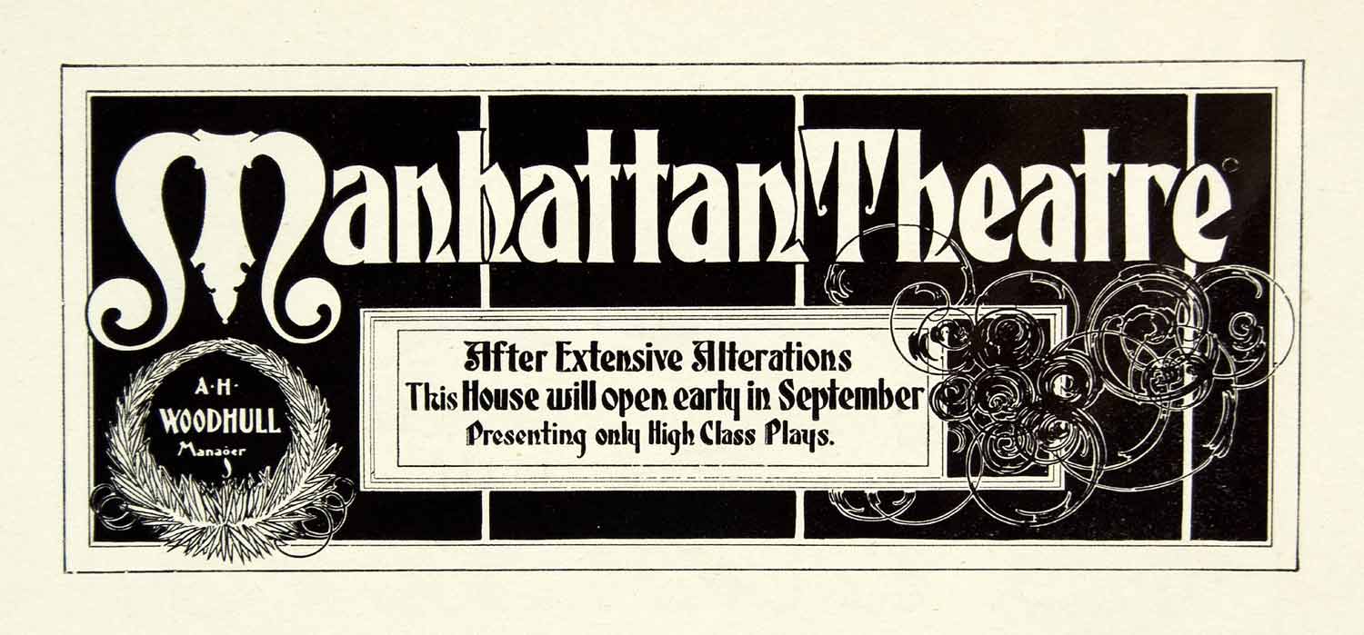1937 Print Design Bulletin Manhattan Theater Typography Nouveau Frank XDI7