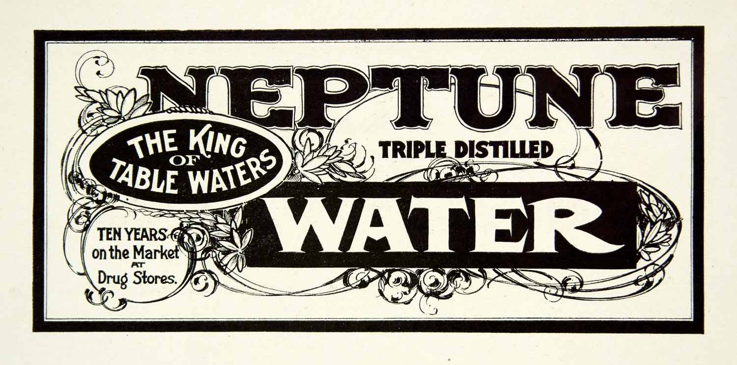 1937 Print Bulletin Design Neptune Water Typography Botanical Art Frank XDI7
