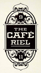 1937 Print Sign Door Light Cafe Riel Typography Filigree Graphic Frank XDI7