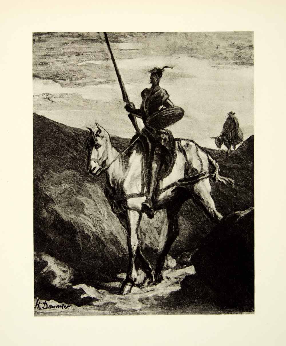 1938 Rotogravure Don Quixote Mountains Horse Travel Spear Shield Armor XDI8