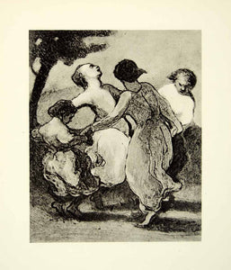 1938 Rotogravure Kinderreigen Honore Daumier Dancing Circle Playing XDI8