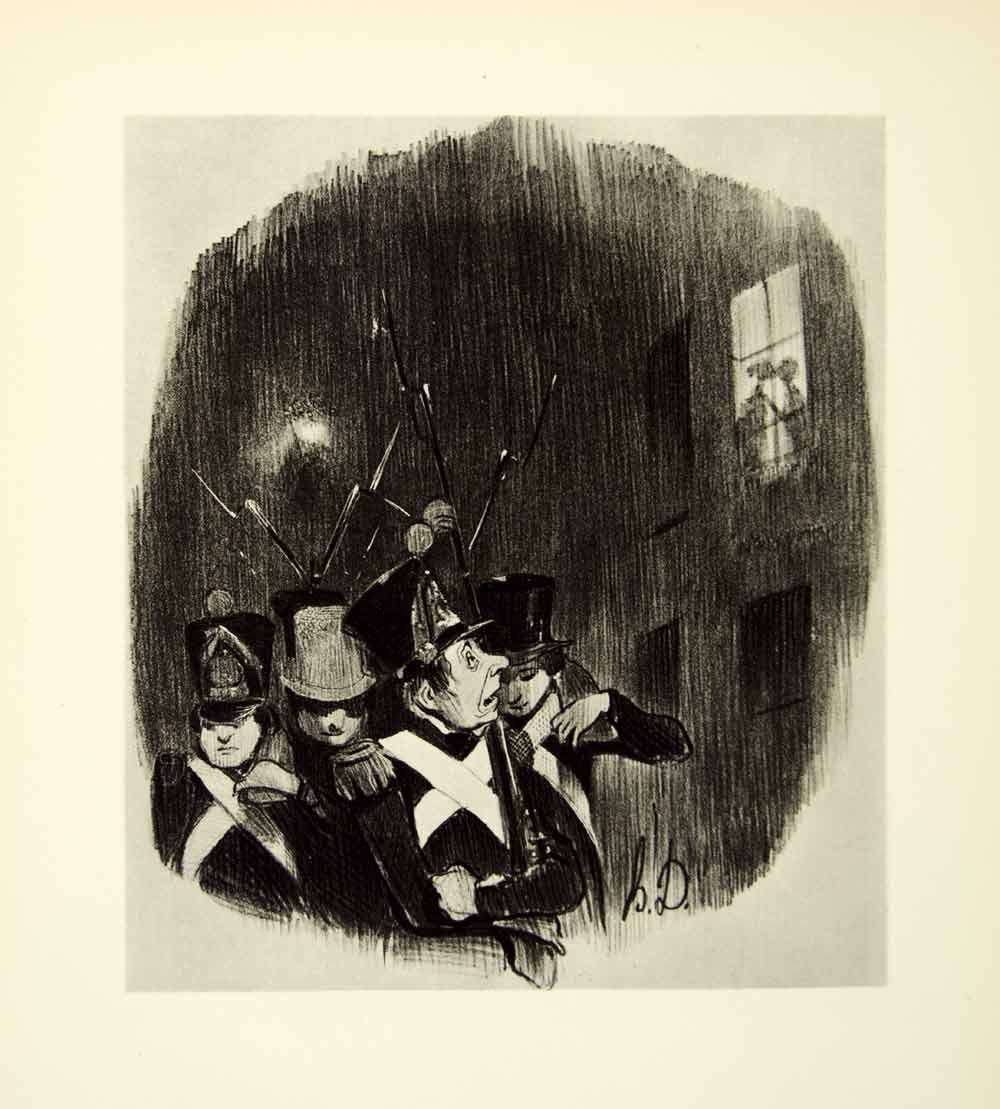 1938 Rotogravure Officers Patrol Love Romance Cityscape Honore Daumier XDI8