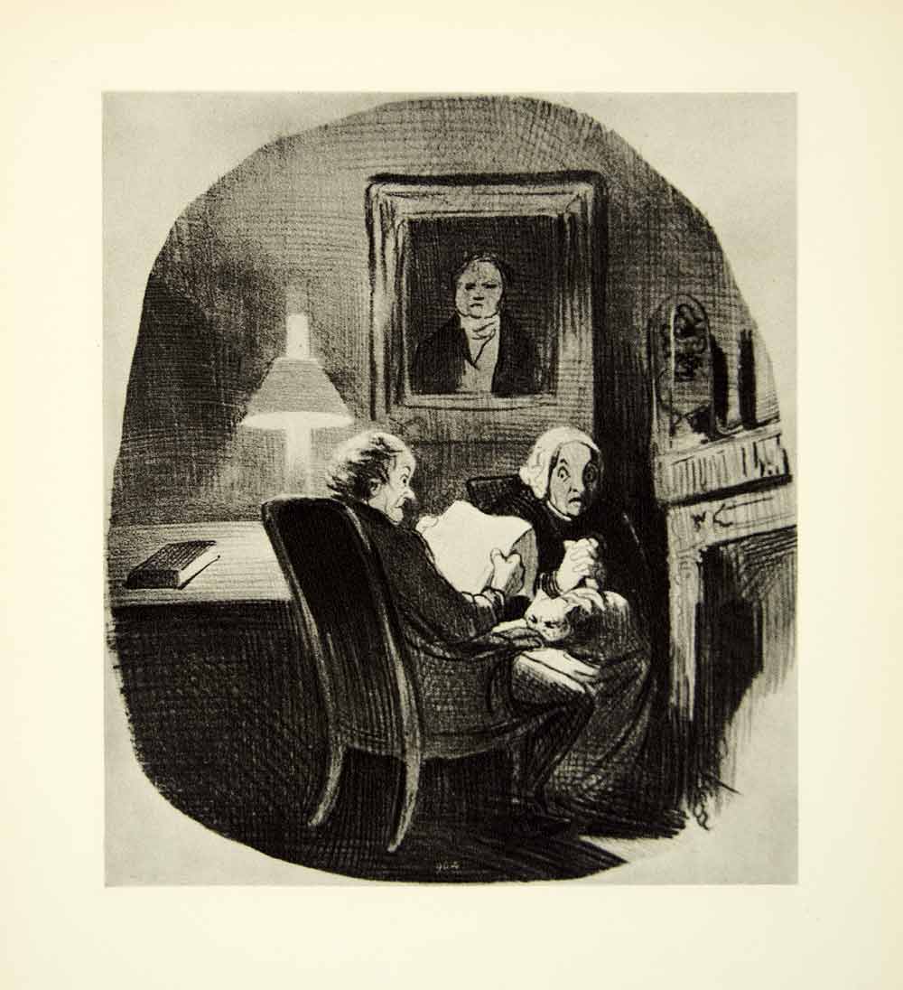 1938 Rotogravure Constitution Reading Honore Daumier Living Room Fireplace XDI8