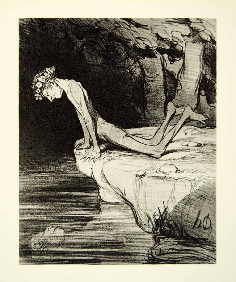 1938 Rotogravure Narcissus Honore Daumier Reflection Lake Narcisse XDI8